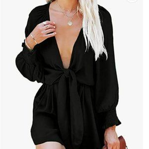 NWT Spring Summer Tie Knot Front Sexy V Neck Jumpsuits